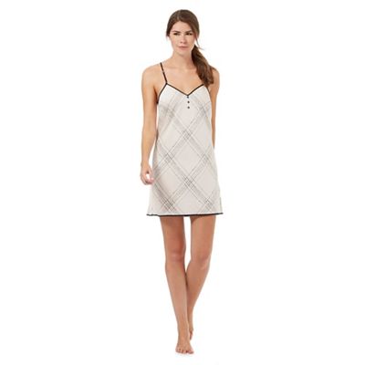 Ivory satin check print chemise